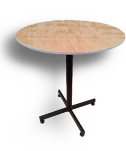Mesa circular 90d pedestal cruz - formalita roble - estructura negra