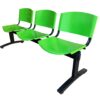 Banqueta iso 3 cuerpos – asiento y respaldo metálico verde – estructura negra